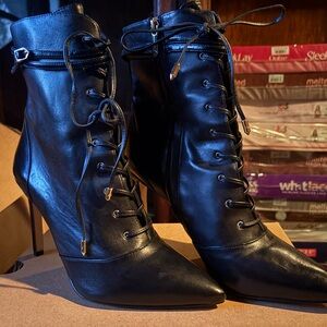 Sam Edelman Burton Booties Elegant Black Lace-Up Ankle Boots